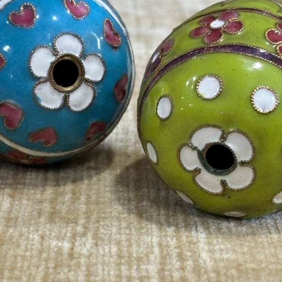 Two vintage Cloisonné enameled eggs - Picture 4 of 6